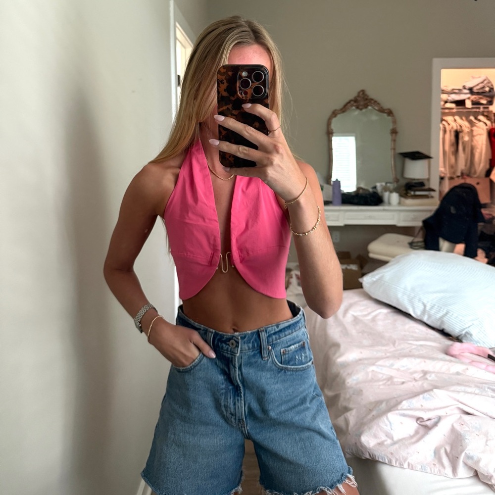 Cult Gaia Pink Crop Top
